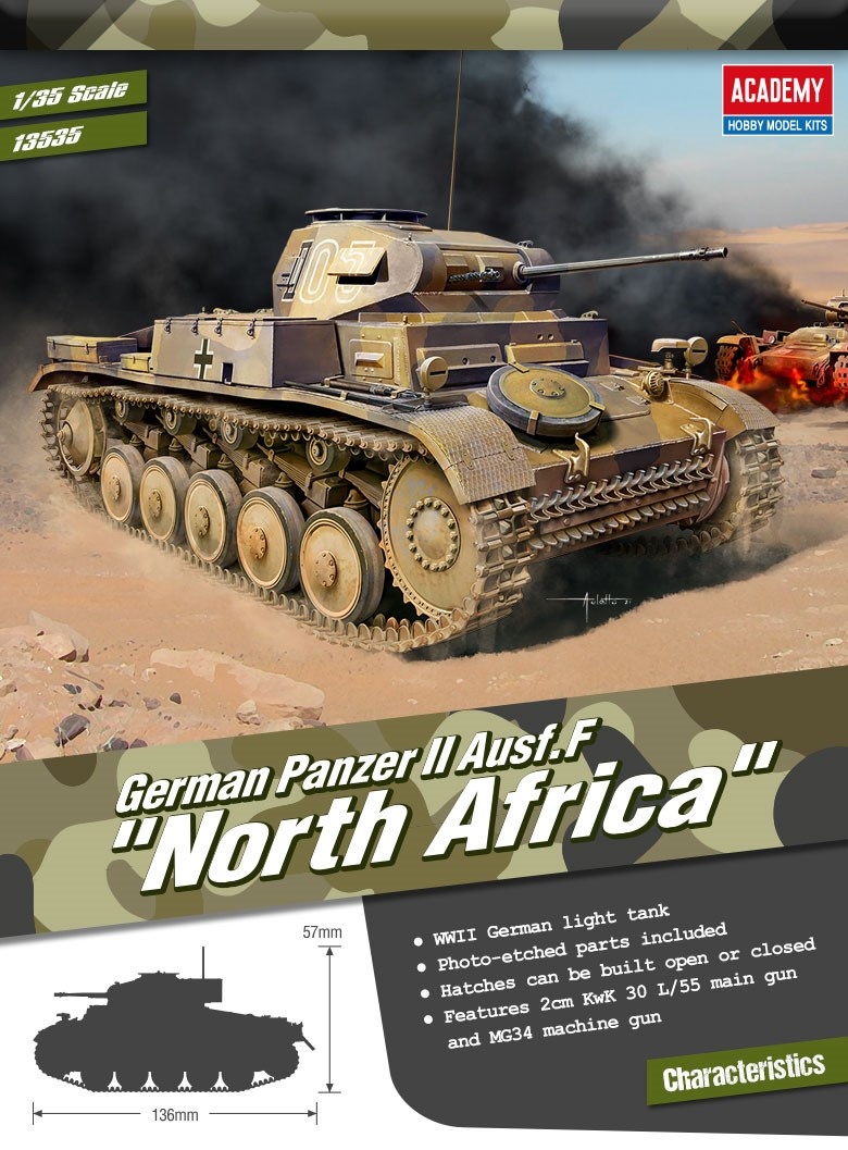 Zdjęcie dodatkowe produktu PzKpfw II Ausf. F North Africa 1:35 Academy 13535