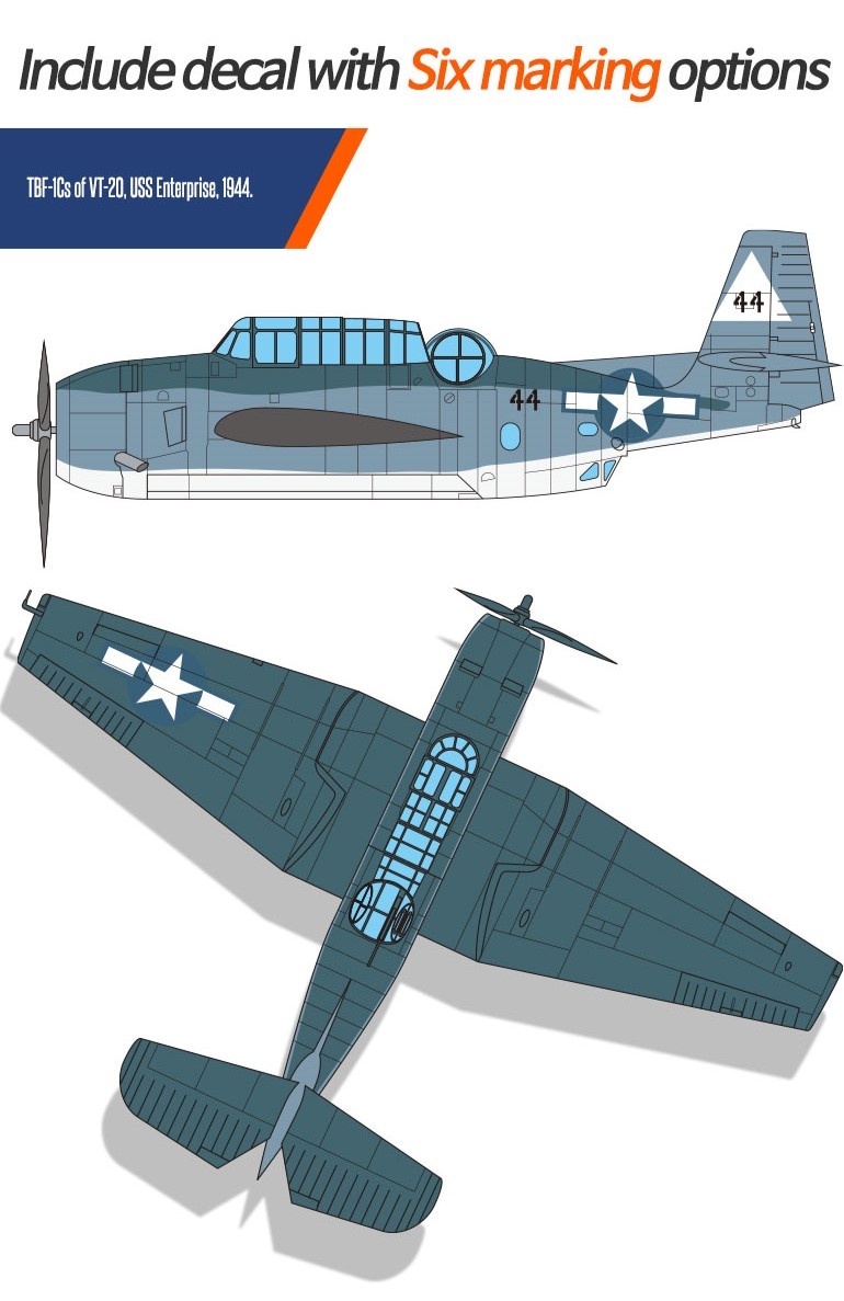 Zdjęcie dodatkowe produktu USN TBF-1C Battle of Leyte Gulf 1:48 Academy 12340
