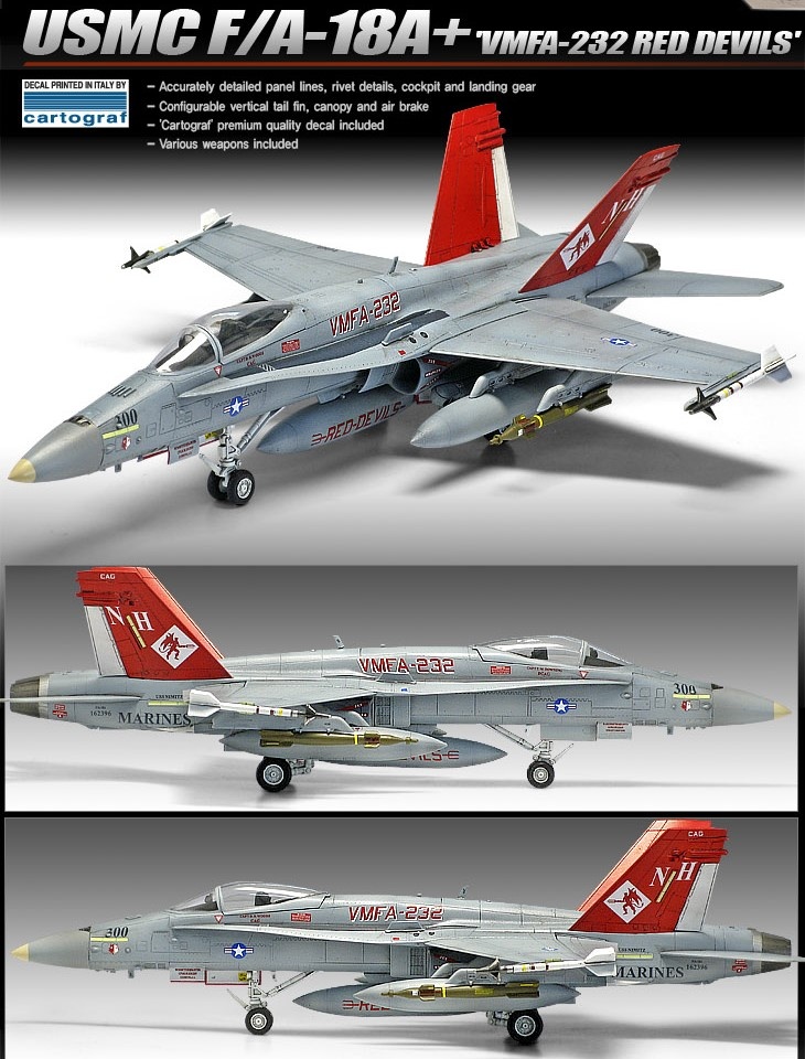 Zdjęcie dodatkowe produktu USMC F/A-18+ VMFA-232 Red Devils 1:72 Academy 12520
