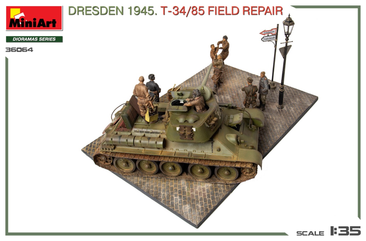 Zdjęcie dodatkowe produktu Dresden 1945 T-34/85 Field Repair 1:35 MiniArt 36064