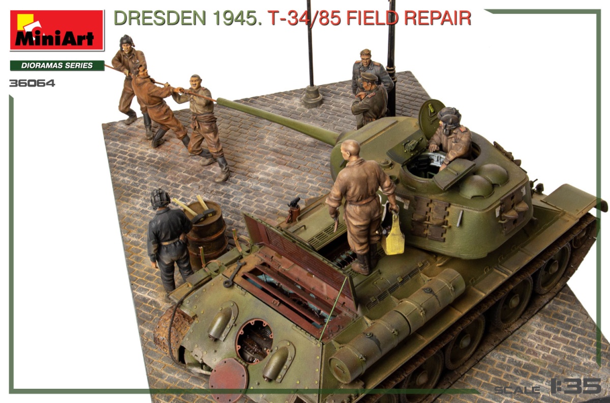 Zdjęcie dodatkowe produktu Dresden 1945 T-34/85 Field Repair 1:35 MiniArt 36064