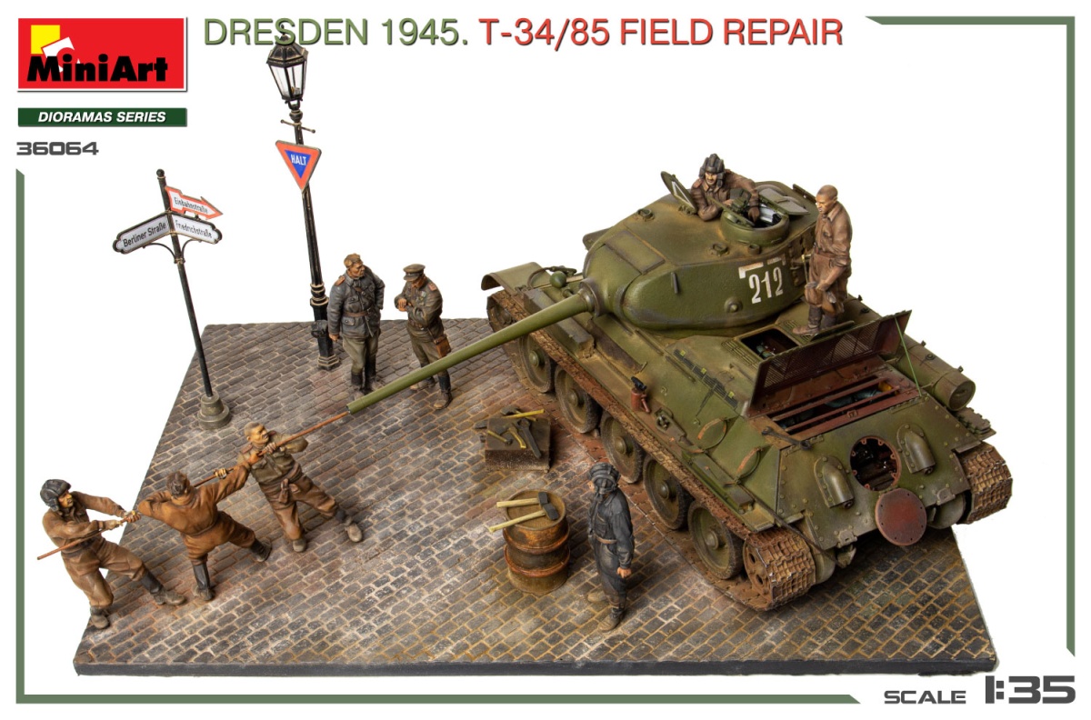 Zdjęcie dodatkowe produktu Dresden 1945 T-34/85 Field Repair 1:35 MiniArt 36064