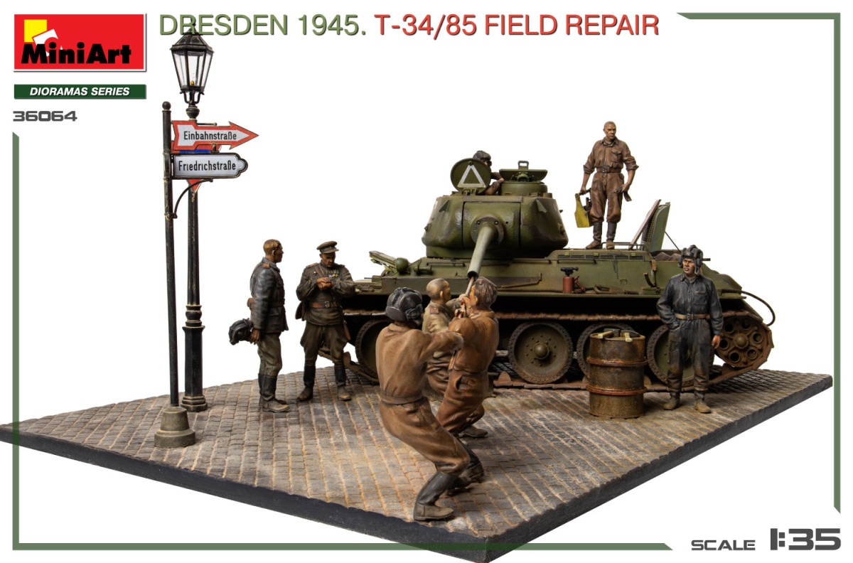 Zdjęcie dodatkowe produktu Dresden 1945 T-34/85 Field Repair 1:35 MiniArt 36064