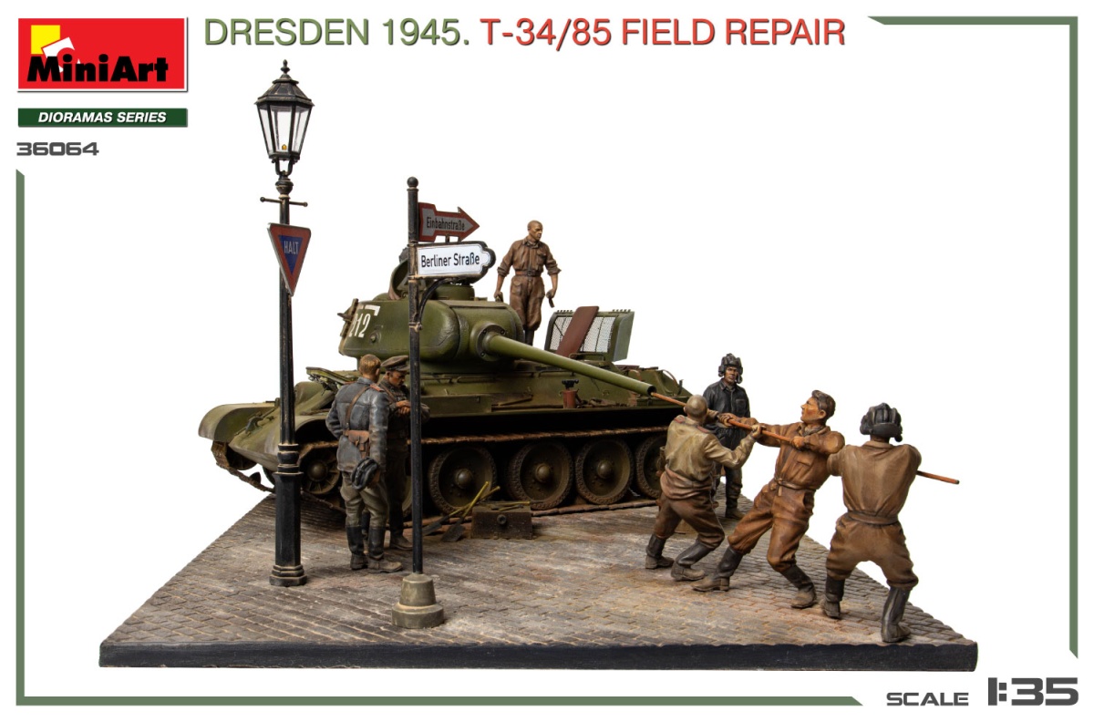 Zdjęcie dodatkowe produktu Dresden 1945 T-34/85 Field Repair 1:35 MiniArt 36064