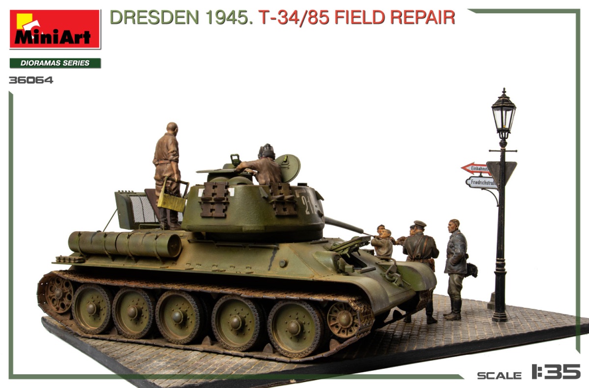 Zdjęcie dodatkowe produktu Dresden 1945 T-34/85 Field Repair 1:35 MiniArt 36064