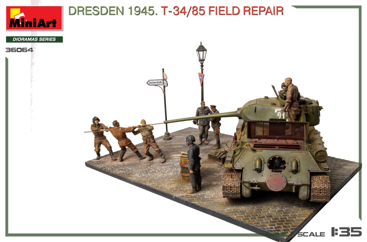 Zdjęcie dodatkowe produktu Dresden 1945 T-34/85 Field Repair 1:35 MiniArt 36064