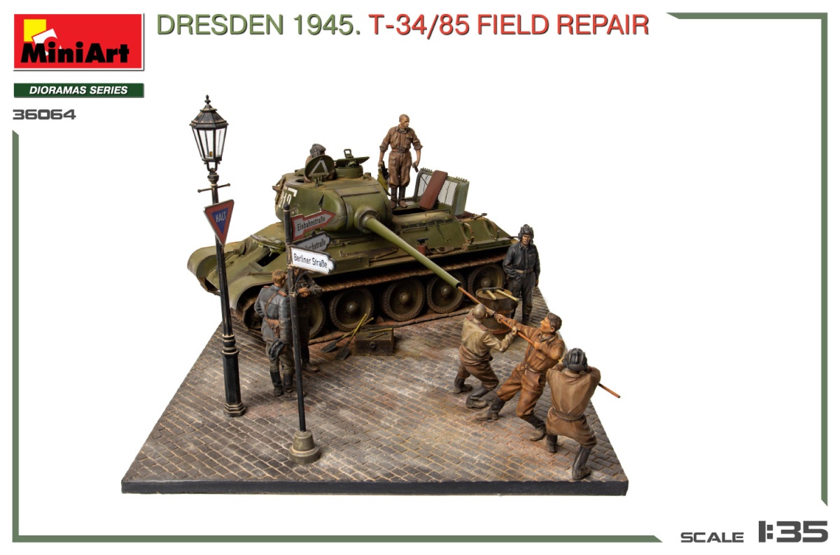 Zdjęcie dodatkowe produktu Dresden 1945 T-34/85 Field Repair 1:35 MiniArt 36064