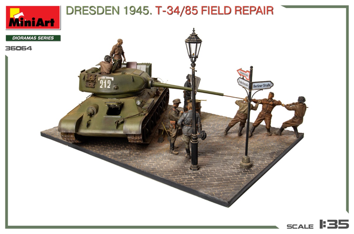Zdjęcie dodatkowe produktu Dresden 1945 T-34/85 Field Repair 1:35 MiniArt 36064