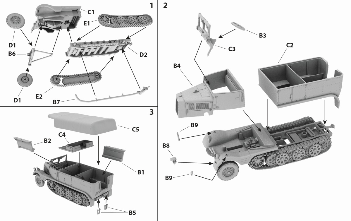 Zdjęcie dodatkowe produktu Niemiecki ciągnik półgąsienicowy Sd.Kfz.11 1:72 First To Fight PL041