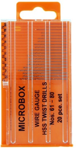 20-Piece Microbox Drill Bit Set (No. 61 - 80) Modelcraft Shesto PDR4004