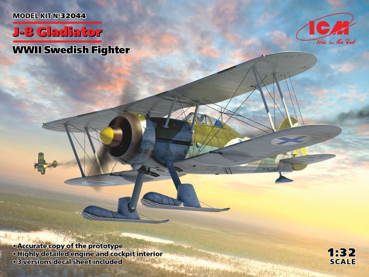 Zdjęcie główne produktu J-8 Gladiator Szwedzki myśliwiec z II wojny światowej 1:32 ICM 32044