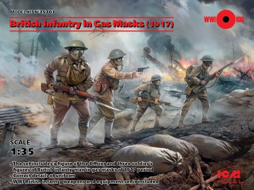 British infantry in gas masks (1917) 1:35 ICM 35703