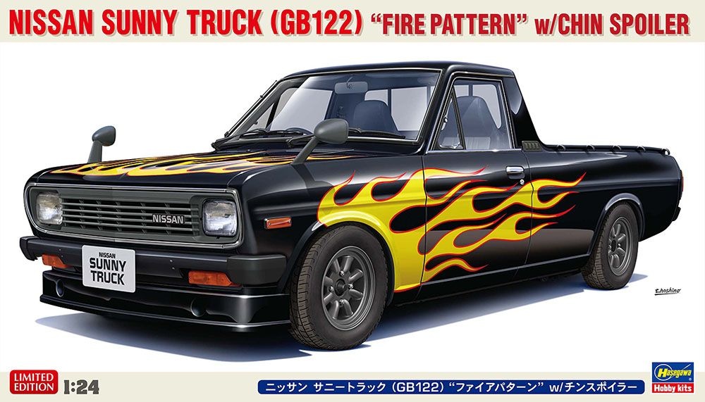 Zdjęcie główne produktu Nissan Sunny Truck (GB122) "Fire Pattern" w/Chin Spoiler 1:24 Hasegawa 20751