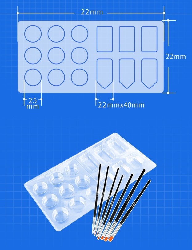 Zdjęcie dodatkowe produktu Zestaw do malowania - pędzle i paletki plastikowe U-Star 90251