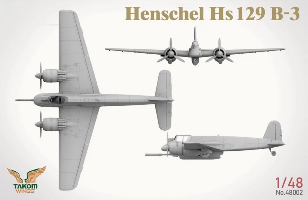 Zdjęcie dodatkowe produktu Henschel Hs 129 B-3 z wnętrzem 1:48 Takom 48002