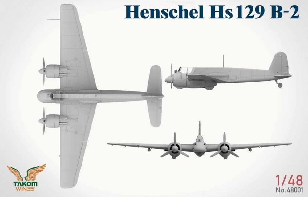 Zdjęcie dodatkowe produktu Henschel Hs 129 B-2 z wnętrzem 1:48 Takom 48001