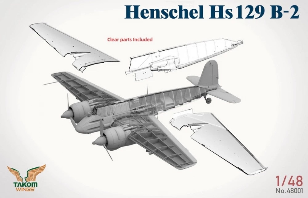 Zdjęcie dodatkowe produktu Henschel Hs 129 B-2 z wnętrzem 1:48 Takom 48001