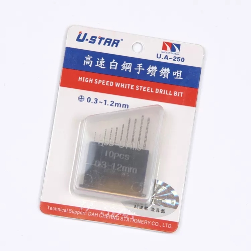Set of 10 drill bits (0.3-1.2mm) U-Star 90250