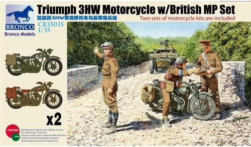 British Triumph 3HW motorcycle with military police 1:35 Bronco CB35035