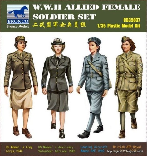 World War II allied female soldier figure set 1:35 Bronco CB35037