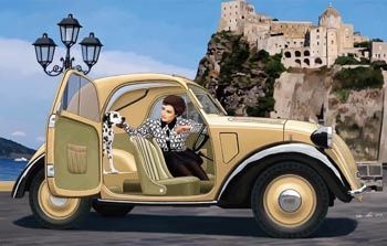 Italian light civilian car (with open roof) with lady and dog 1:35 Bronco CB35165