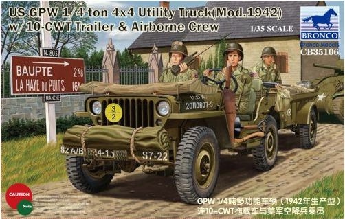 Zdjęcie główne produktu US GPW 1/4 ton 4x4 Utility Truck Mod.1942 z przyczepą 10-CWT i załogą 1:35 Bronco CB35106