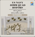 Zdjęcie główne produktu Metalowe pociski i łuski do działa przeciwlotniczego 40 mm Quad Bofors marynarki wojennej USA (25 szt.) 1:35 Zimi Model TC3D005