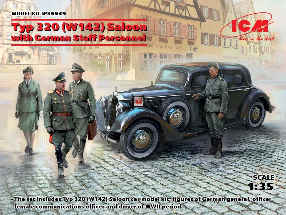 Zdjęcie główne produktu Typ 320 (W142) Saloon z personelem niemieckim 1:35 ICM 35539