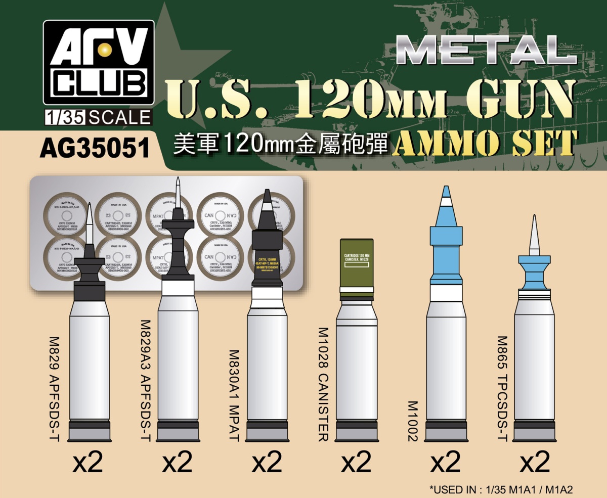 Zdjęcie główne produktu Zestaw amunicji do działa 120 mm 1:35 AFV Club AG35051