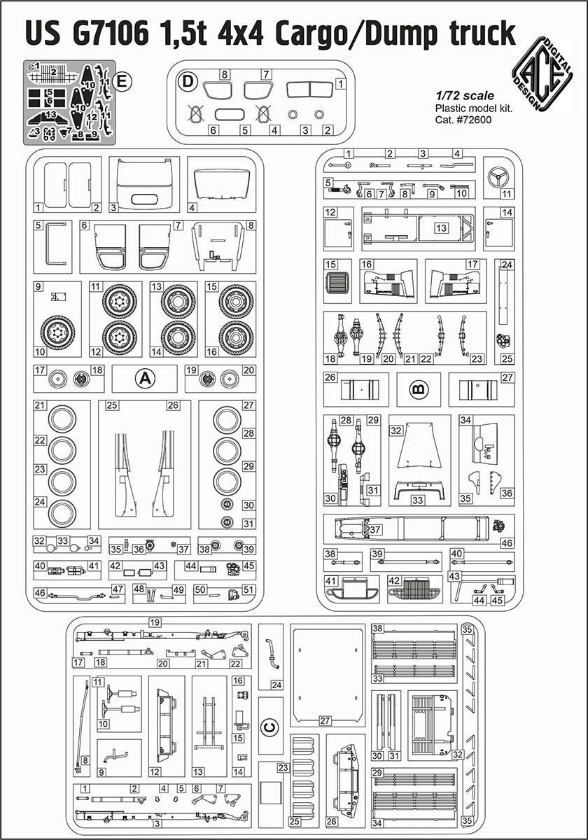 Zdjęcie dodatkowe produktu US G7106 1,5t 4x4 Ciężarówka/wywrotka 1:72 Ace 72600