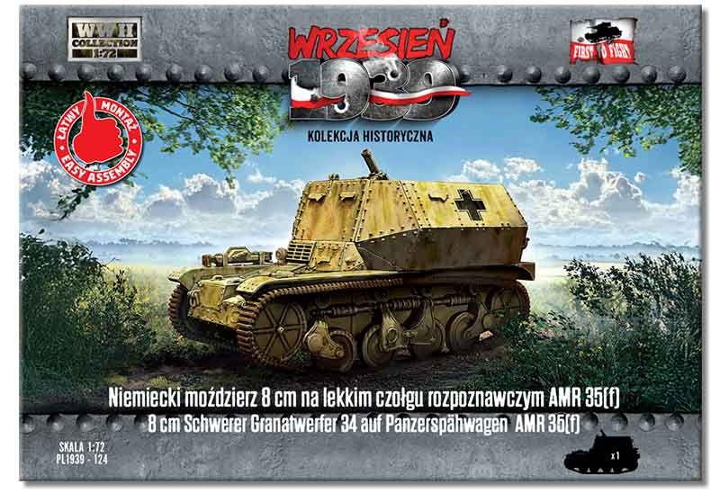 Zdjęcie dodatkowe produktu Niemiecki moździerz 8 cm na lekkim czołgu rozpoznawczym AMR 35(f) 1:72 First To Fight PL124