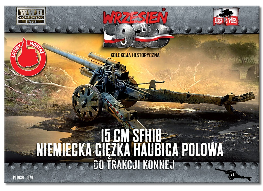 Zdjęcie dodatkowe produktu Niemiecka ciężka haubica polowa 15cm sFH18 do trakcji konnej 1:72 First To Fight PL079