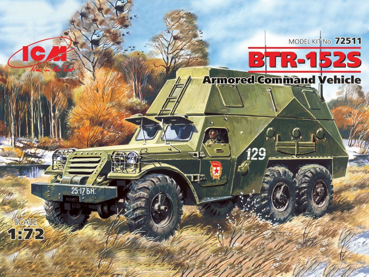 Zdjęcie główne produktu Opancerzony wóz dowodzenia BTR-152S 1:72 ICM 72511