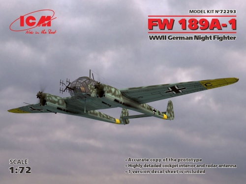 FW 189A-1 German WWII night fighter 1:72 ICM 72293