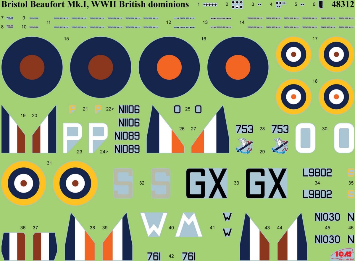 Zdjęcie dodatkowe produktu Bristol Beaufort Mk.I Siły Powietrzne Dominium Brytyjskiego II WŚ 1:48 ICM 48312