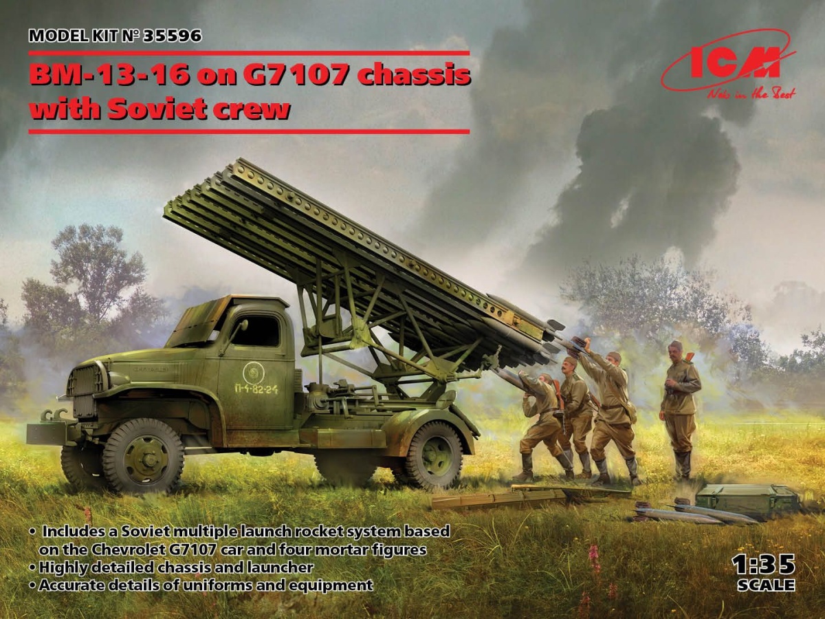 Zdjęcie główne produktu BM-13-16 na podwoziu G7107 z załogą 1:35 ICM 35596