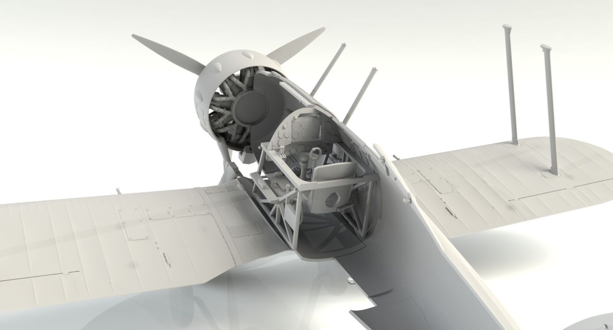 Zdjęcie dodatkowe produktu Gloster Gladiator Mk.II Brytyjski myśliwiec z czasów II WŚ 1:32 ICM 32041