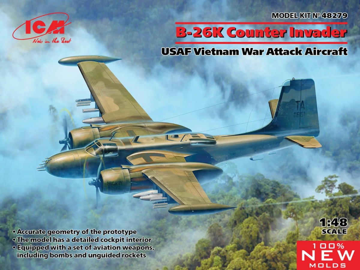 Zdjęcie główne produktu B-26K Counter Invader, samolot szturmowy USAF z wojny w Wietnamie 1:48 ICM 48279