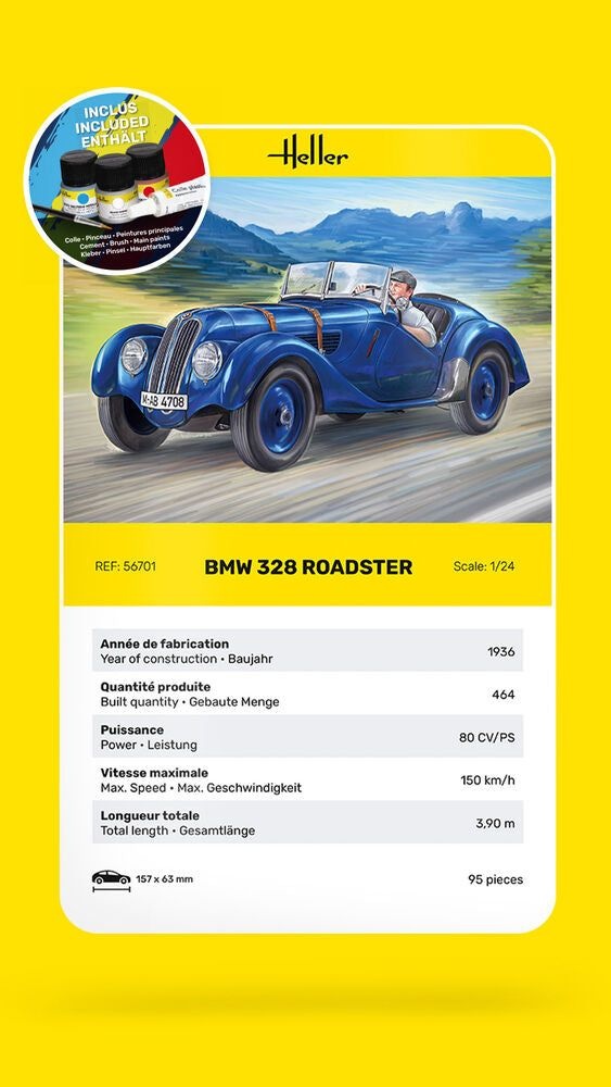 Zdjęcie dodatkowe produktu BMW 328 Roadster 1:24 STARTER KIT Heller 56701