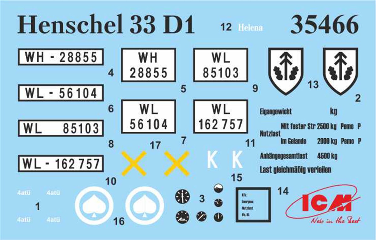 Zdjęcie dodatkowe produktu 3-osiowe ciężarówki Wehrmachtu: Henschel 33D1, Krupp L3H163, LG3000 1:35 ICM DS3508