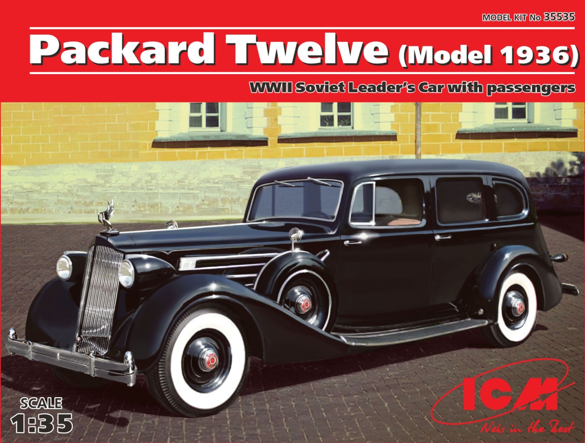 Zdjęcie główne produktu Packard Twelve (model 1936) z pasażerami (5 figurek) 1:35 ICM 35535