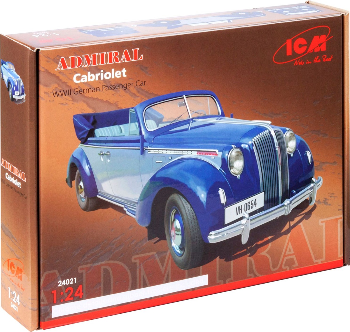 Zdjęcie dodatkowe produktu Niemiecki samochód osobowy z czasów II WŚ Admiral Cabriolet 1:24 ICM 24021