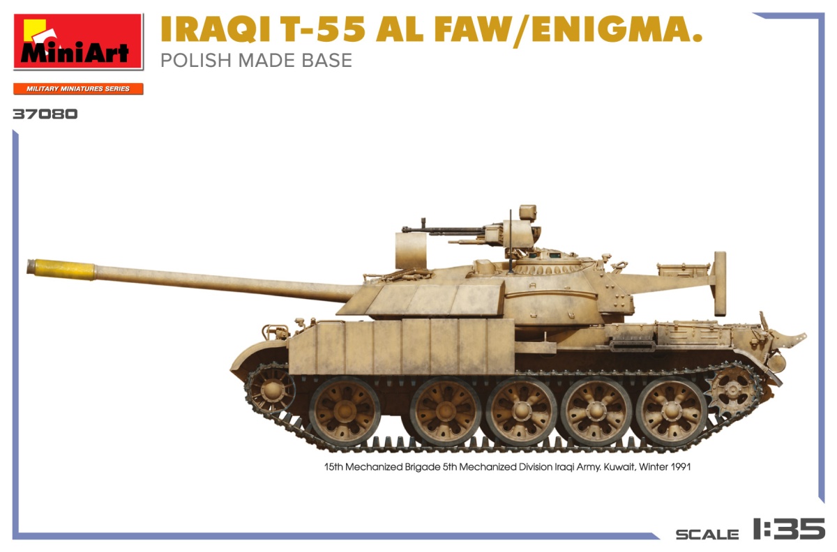 Zdjęcie dodatkowe produktu Iraqi T-55 Al Faw / Enigma Polish Made Base 1:35 MiniArt 37080