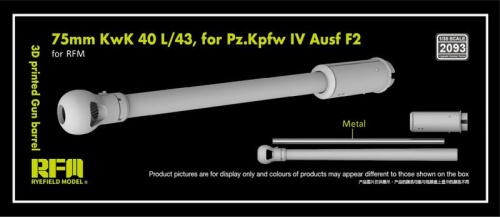 75mm KwK 40 L/43 barrel designed for Pz.Kpfw IV Ausf F2 (3D printed) 1:35 Rye Field Model 2093