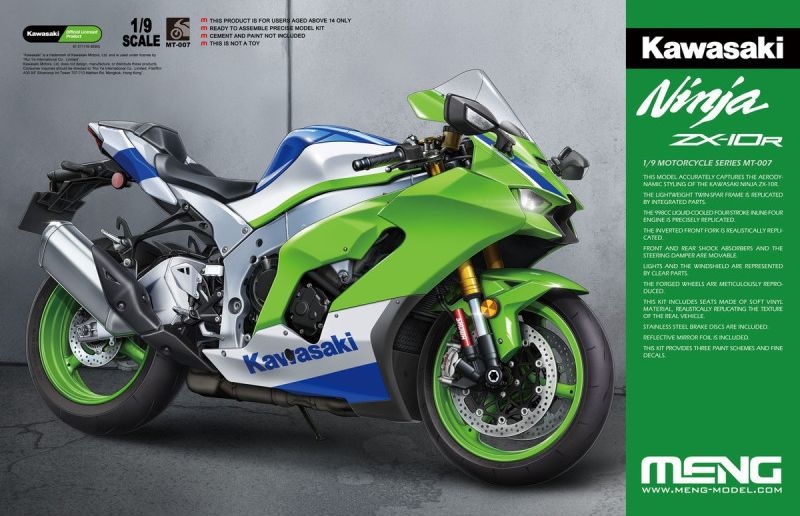 Zdjęcie główne produktu Kawasaki Ninja ZX-10R 1:9 Meng MT007