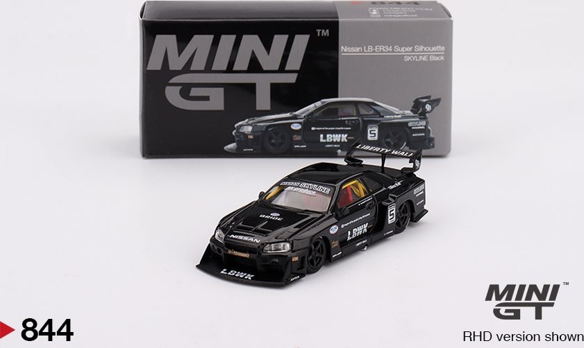 Zdjęcie główne produktu Nissan LB-ER34 Super Silhouette SKYLINE Black (Right-Hand Boxed) 1:64 Mini GT 00844-R