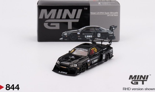Nissan LB-ER34 Super Silhouette SKYLINE Black (Right-Hand Boxed) 1:64 Mini GT 00844-R