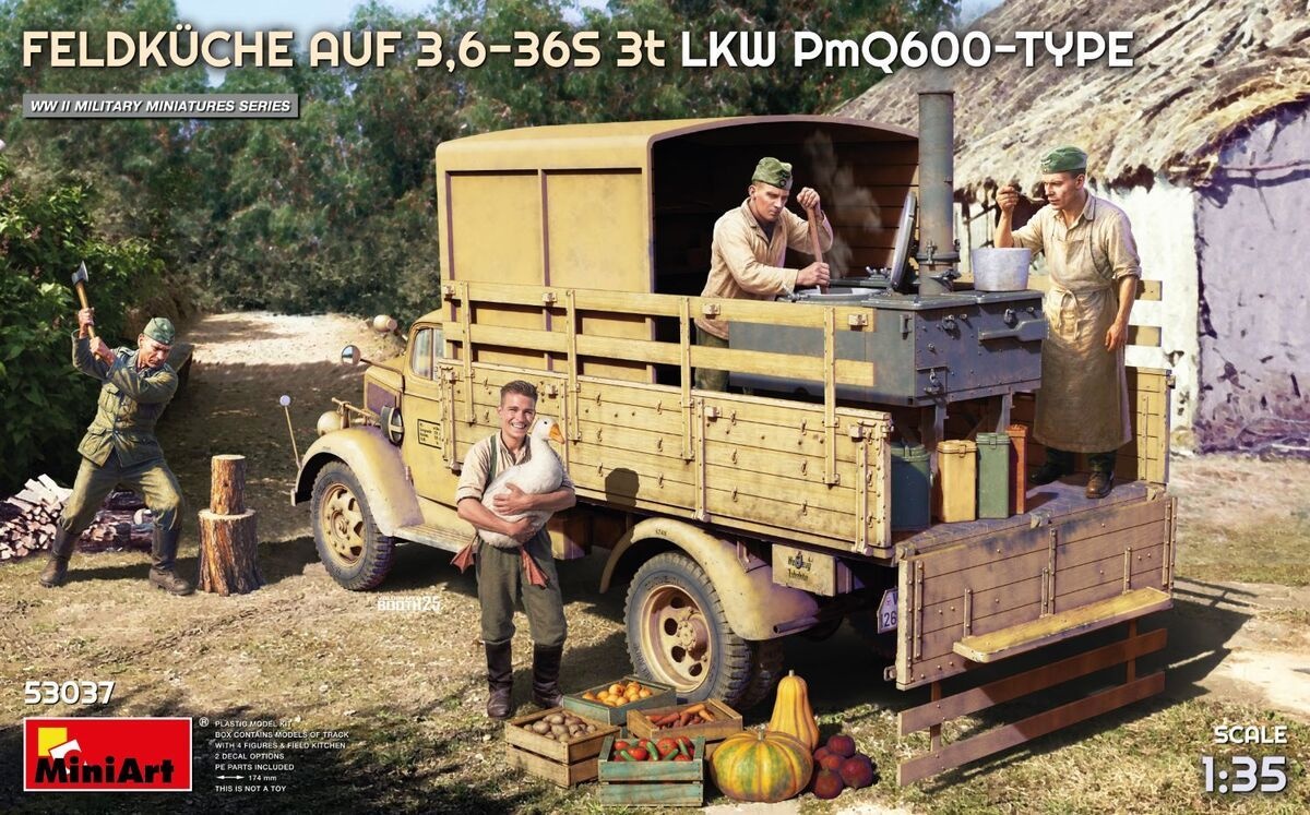 Zdjęcie główne produktu Kuchnia polowa AUF 3,6-36S 3t LKW PmQ600-Type 1:35 MiniArt 53037