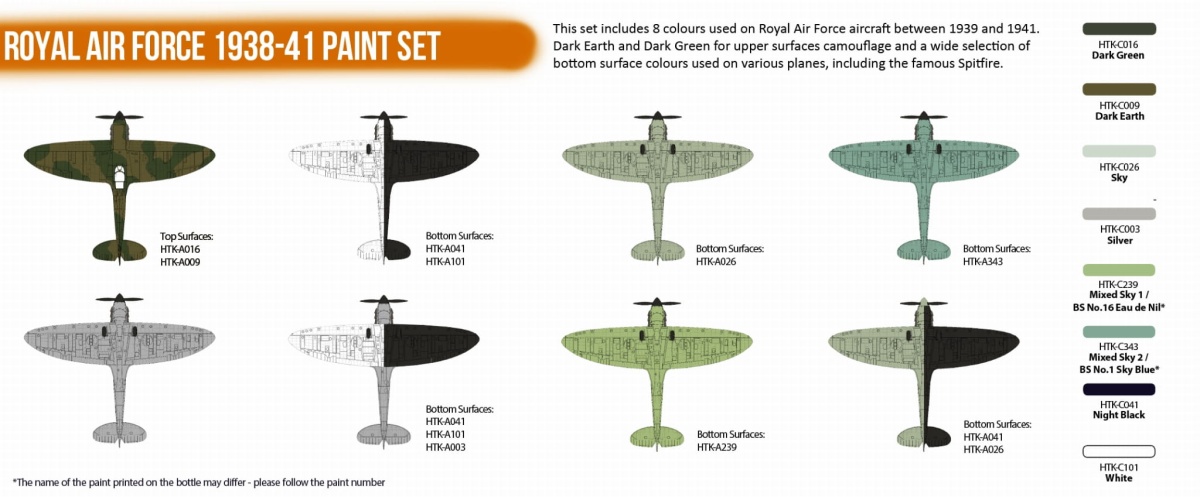 Zdjęcie dodatkowe produktu Zestaw farb Hataka HTK-CS121 Royal Air Force 1938-41