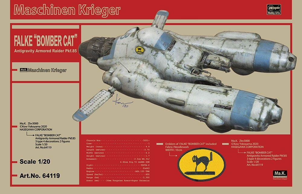 Zdjęcie główne produktu Falke Antigravity Armored Raider Pkf.85 Bomber Cat 1:20 Hasegawa 64119